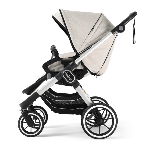 Emmaljunga NXT90F Kinderwagen mit Sitzteil Flat - Lounge Beige Eco > Silber